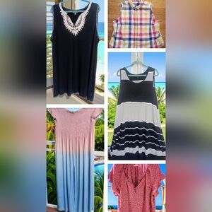 Women's 3XL Vacation Wear~Cover Ups, Tops Lot~5 Pieces Resort Beach Cabana Comfy